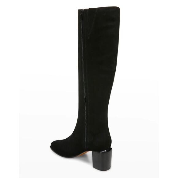 Vince Maggie Knee High Boots Black Suede Size 8 NWOB Riding Boots Round Toe - Picture 2 of 12